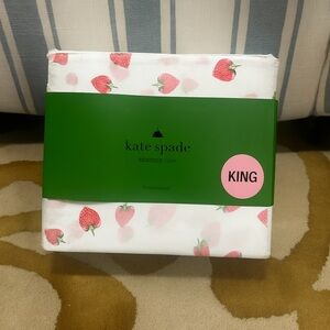 Kate Spade White Sheets with Pink Strawberry Pattern